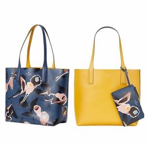 Kate Spade Reversible Tote Bag, Navy Blue Flower